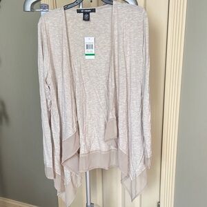 89th & Madison Open-Front Draped Cardigan in Light Beige Size Large